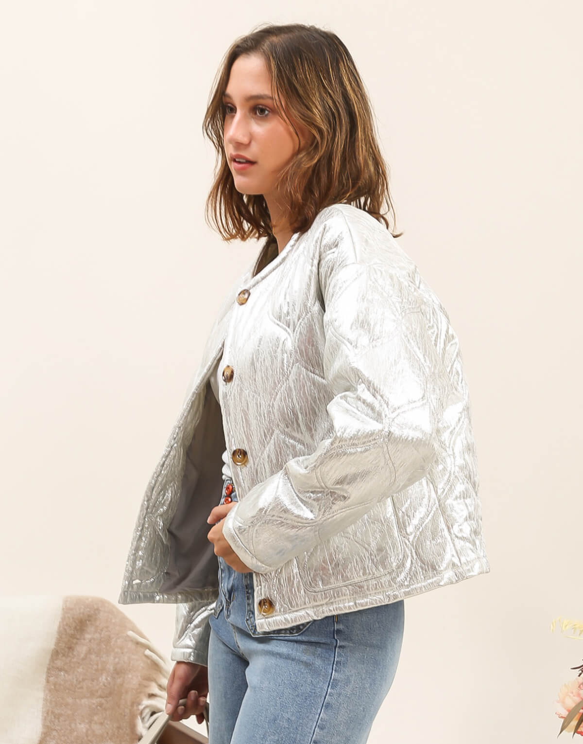 Metallic Quilted Jacket