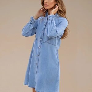 Cloud Blue Button-Up Dress