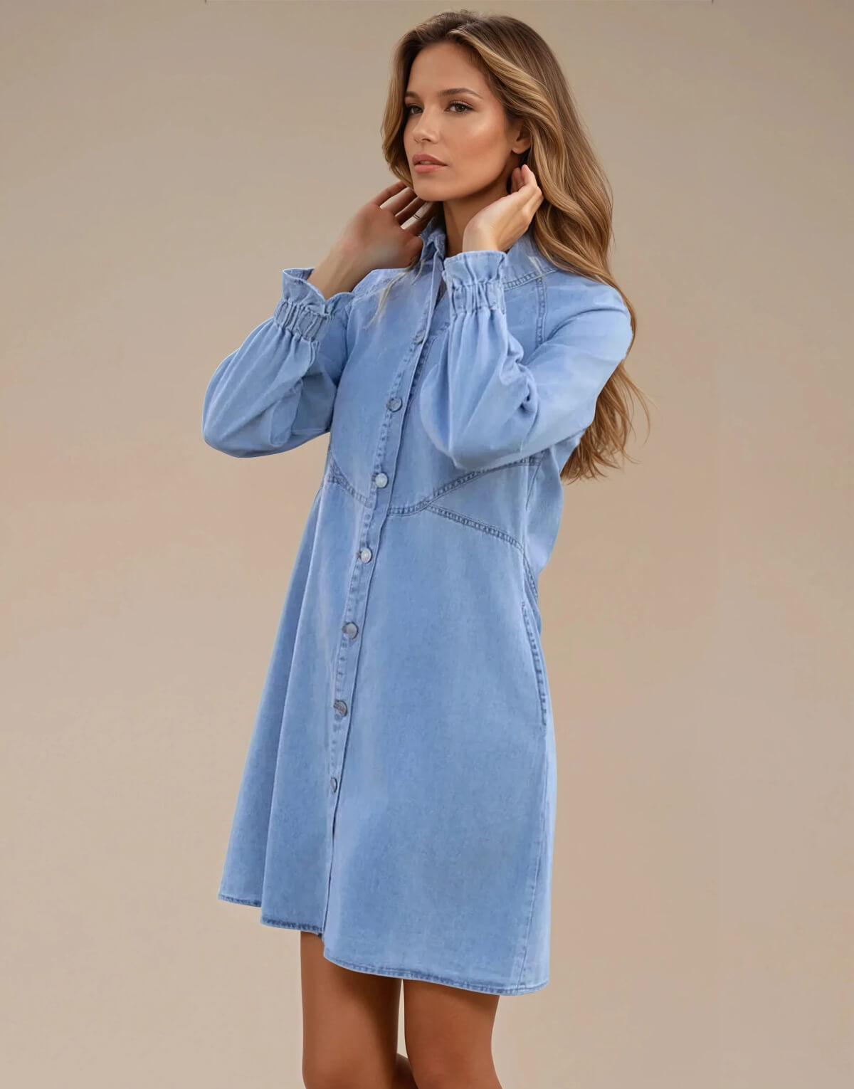 Cloud Blue Button-Up Dress