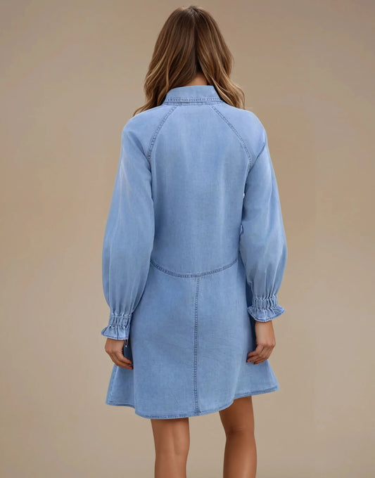 Cloud Blue Button-Up Dress