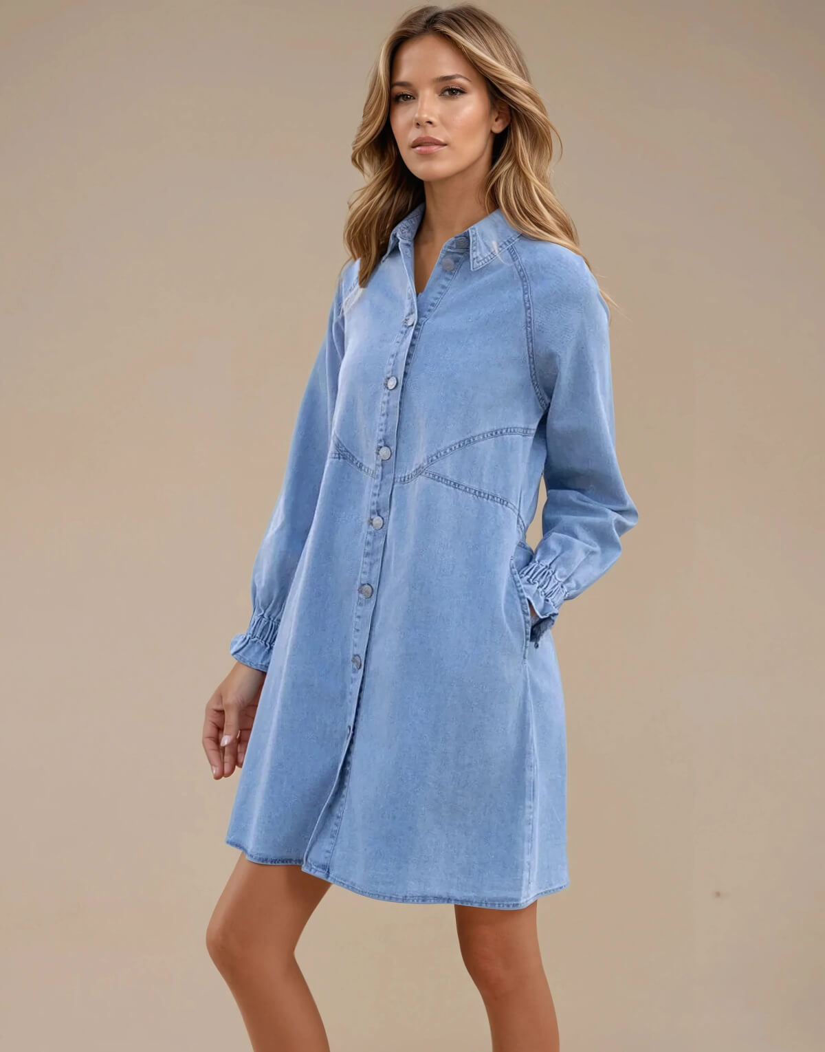 Cloud Blue Button-Up Dress