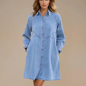 Cloud Blue Button-Up Dress