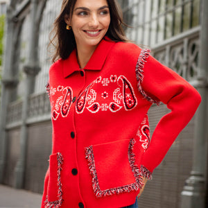 Paisley Print Cardigan