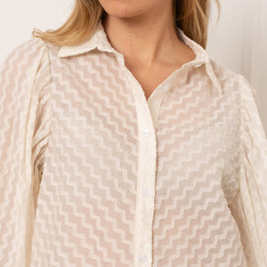 Puff Sleeve Chevron Blouse