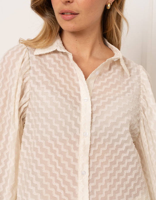 Puff Sleeve Chevron Blouse