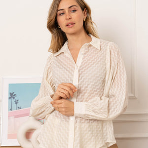 Puff Sleeve Chevron Blouse