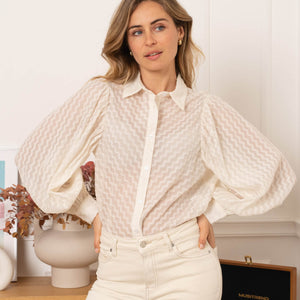 Puff Sleeve Chevron Blouse