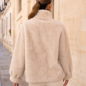 Funnel Neck Faux Fur Jacket