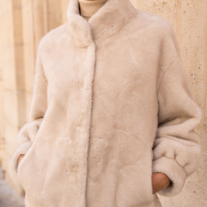 Funnel Neck Faux Fur Jacket