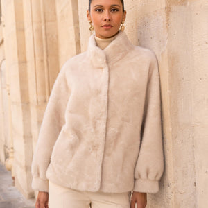 Funnel Neck Faux Fur Jacket