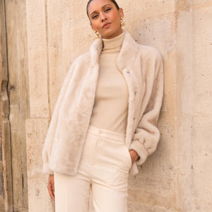 Funnel Neck Faux Fur Jacket