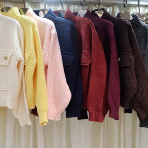 Pocketed Waffle Knit Cardigan